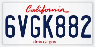 CA license plate 6VGK882