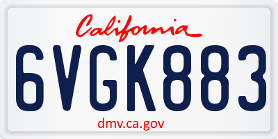 CA license plate 6VGK883