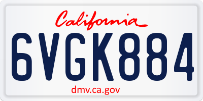 CA license plate 6VGK884