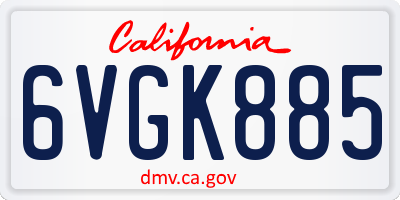 CA license plate 6VGK885