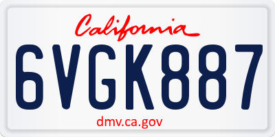 CA license plate 6VGK887