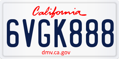 CA license plate 6VGK888