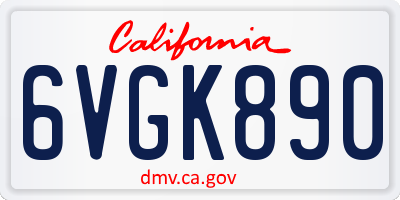CA license plate 6VGK890