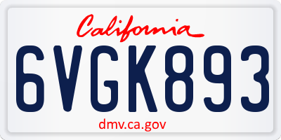 CA license plate 6VGK893