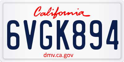 CA license plate 6VGK894
