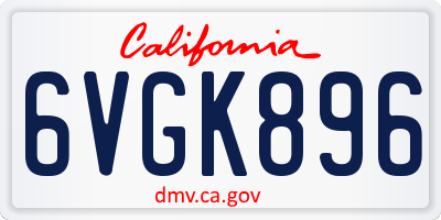 CA license plate 6VGK896