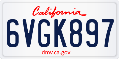 CA license plate 6VGK897