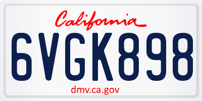 CA license plate 6VGK898