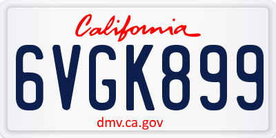 CA license plate 6VGK899