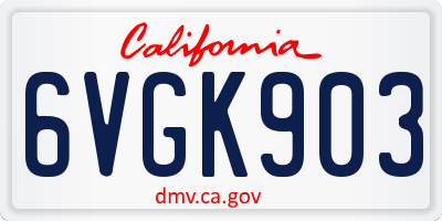 CA license plate 6VGK903