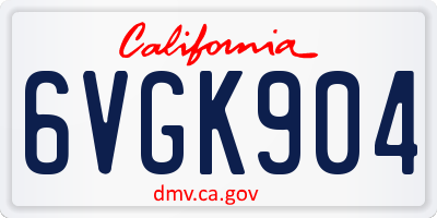 CA license plate 6VGK904
