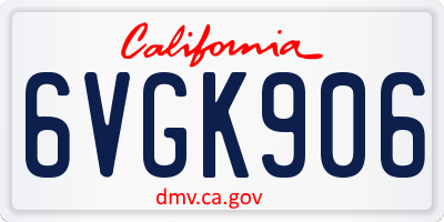 CA license plate 6VGK906