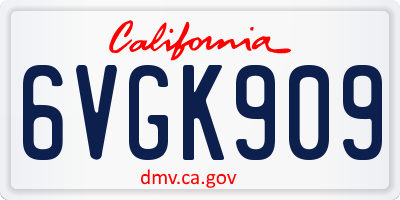 CA license plate 6VGK909