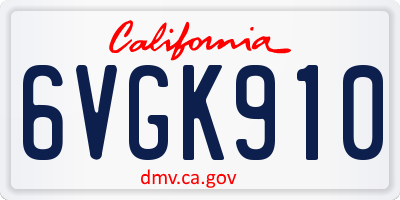 CA license plate 6VGK910