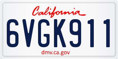 CA license plate 6VGK911