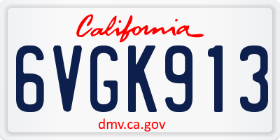 CA license plate 6VGK913