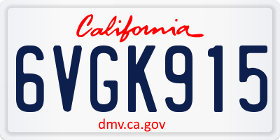 CA license plate 6VGK915