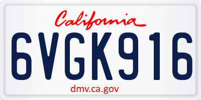 CA license plate 6VGK916