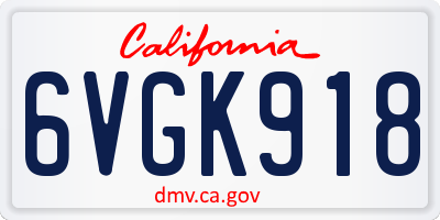 CA license plate 6VGK918
