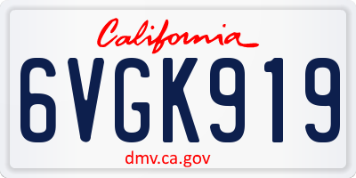 CA license plate 6VGK919