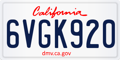 CA license plate 6VGK920