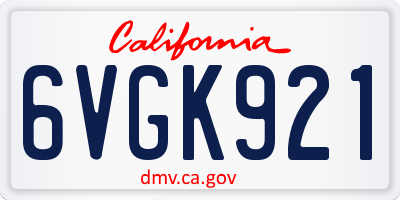 CA license plate 6VGK921