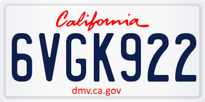 CA license plate 6VGK922