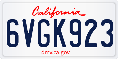 CA license plate 6VGK923