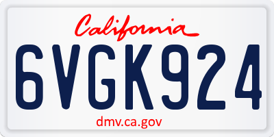 CA license plate 6VGK924