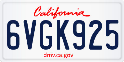 CA license plate 6VGK925