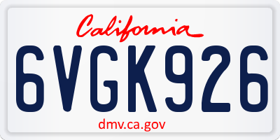 CA license plate 6VGK926