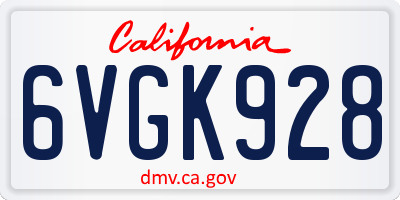 CA license plate 6VGK928