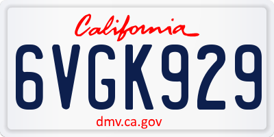 CA license plate 6VGK929