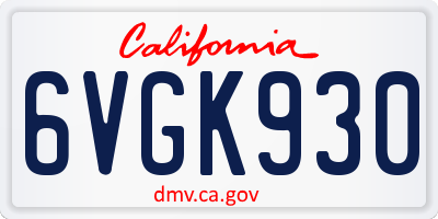 CA license plate 6VGK930