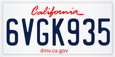 CA license plate 6VGK935