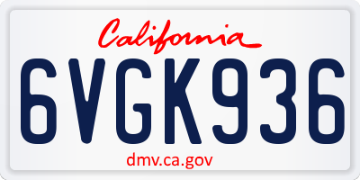 CA license plate 6VGK936