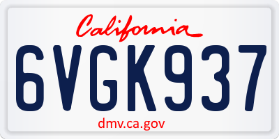 CA license plate 6VGK937