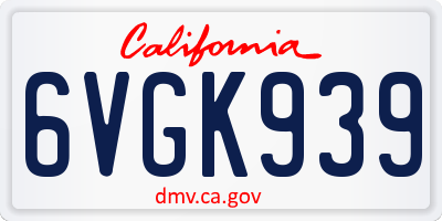 CA license plate 6VGK939