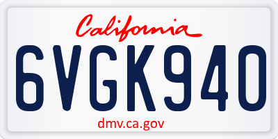 CA license plate 6VGK940