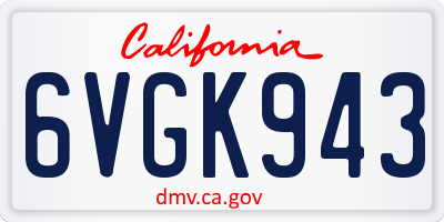 CA license plate 6VGK943