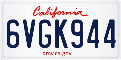 CA license plate 6VGK944