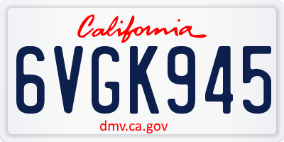 CA license plate 6VGK945
