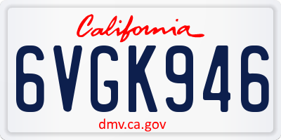 CA license plate 6VGK946