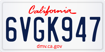 CA license plate 6VGK947