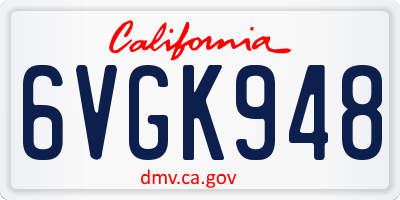 CA license plate 6VGK948