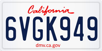 CA license plate 6VGK949