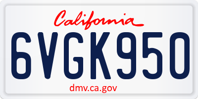 CA license plate 6VGK950