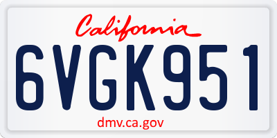 CA license plate 6VGK951