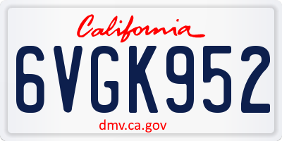 CA license plate 6VGK952