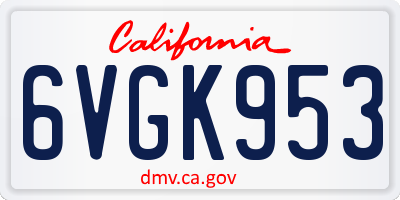 CA license plate 6VGK953
